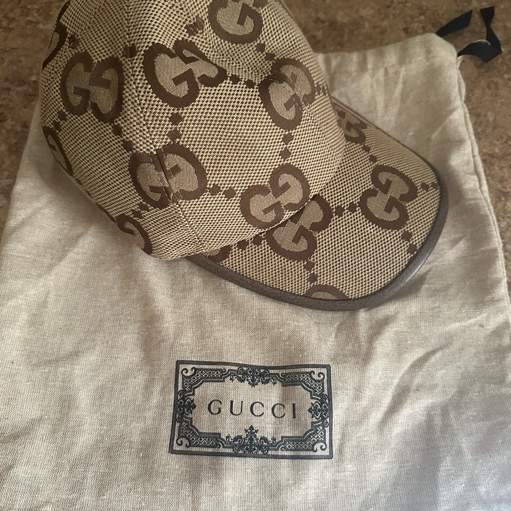 Gucci Beige and Brown Monogram Cap
